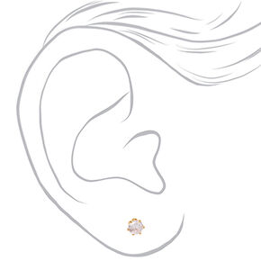 18ct Gold Plated Cubic Zirconia Medium Graduated Round Stud Earrings - 3 Pack,