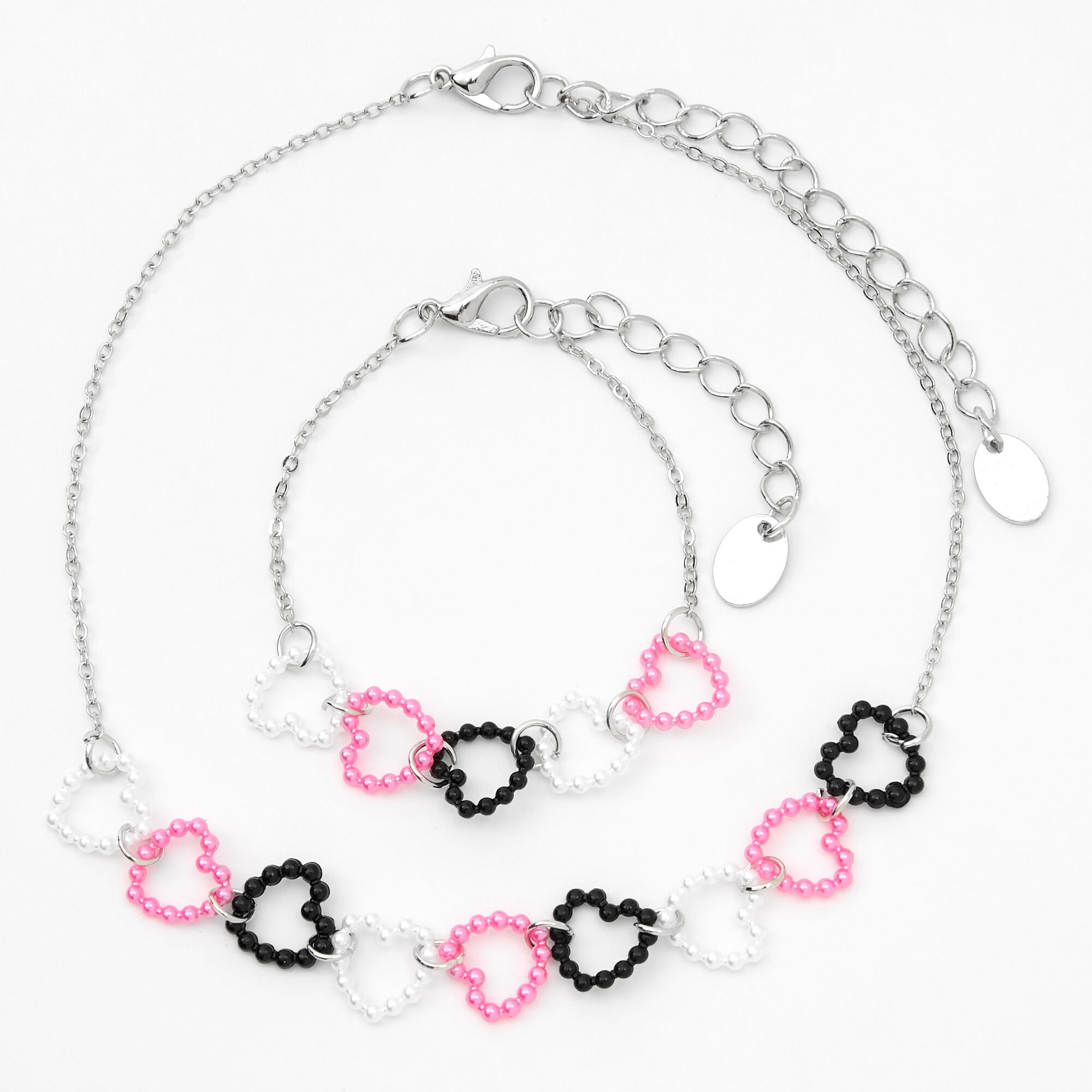 Claire's Club Silver Heart Link Jewelry Set - 2 Pack,