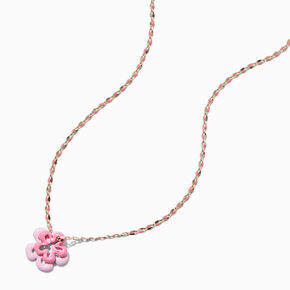 Pink Flower Pendant Necklace,