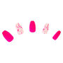 Mixed Neon Matte &amp; Marble Coffin Faux Nail Set - Pink, 24 Pack,