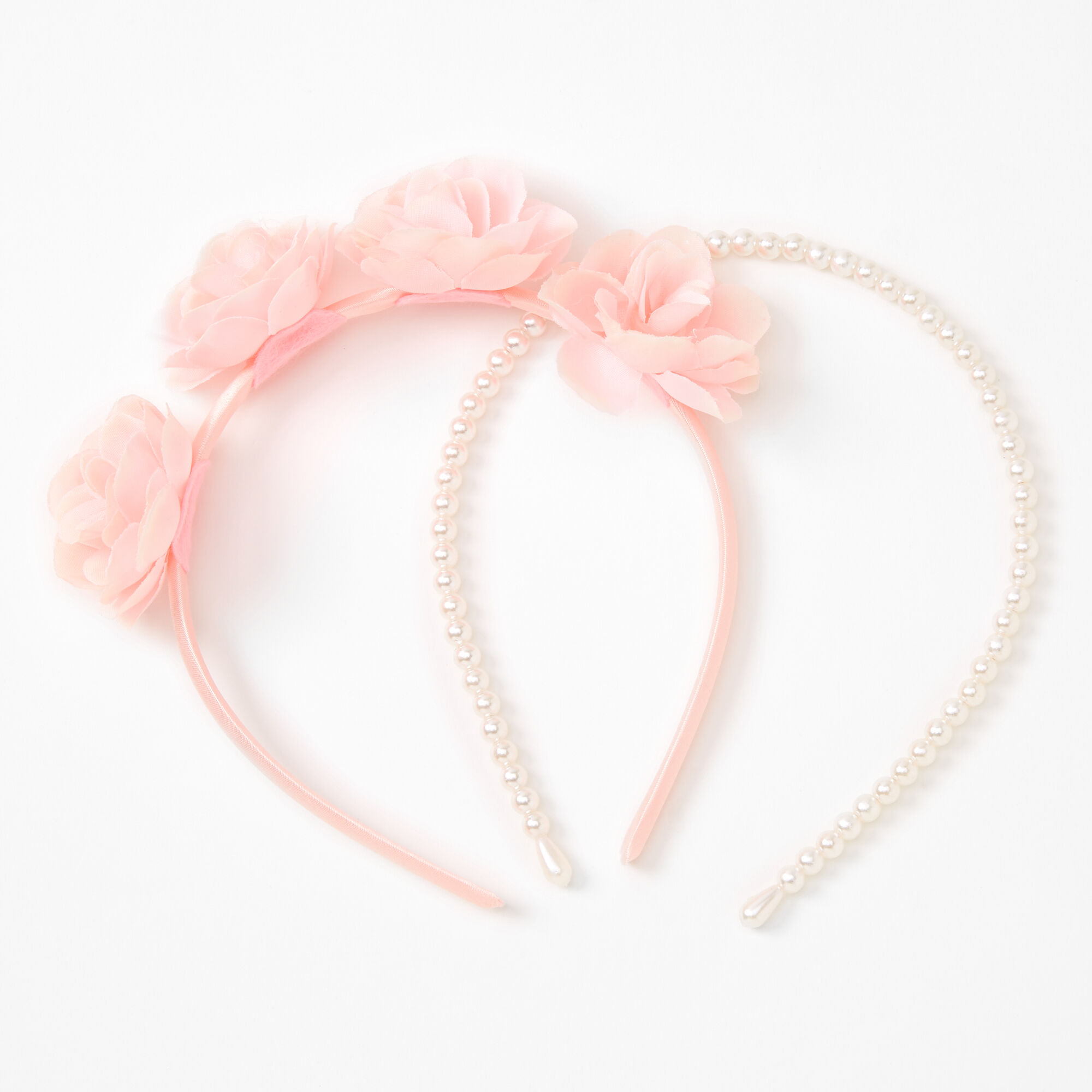 Pink Floral and Pearl Headbands - 3 Pack,