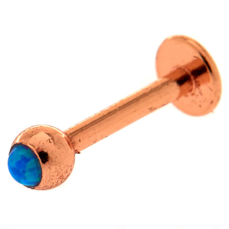 Blue Opal Rose Gold Labret Bar,