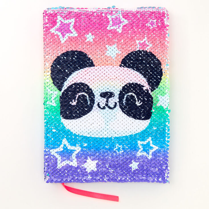 Claire's Journal avec sequins réversibles panda arc-en-ciel