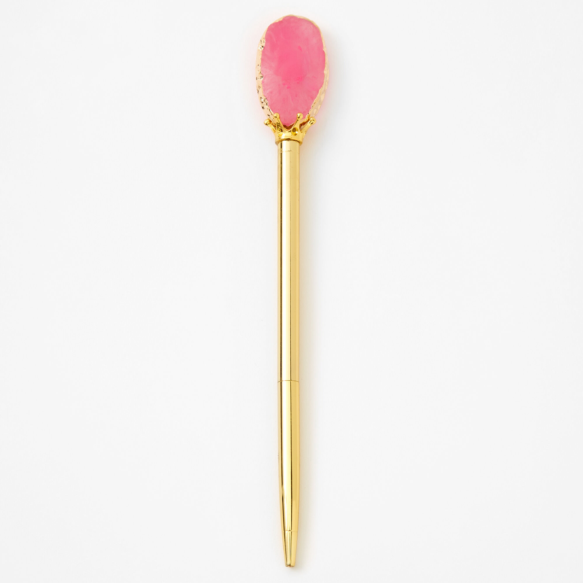 Claire's Stylo à embout géode rose - Couleur dorée