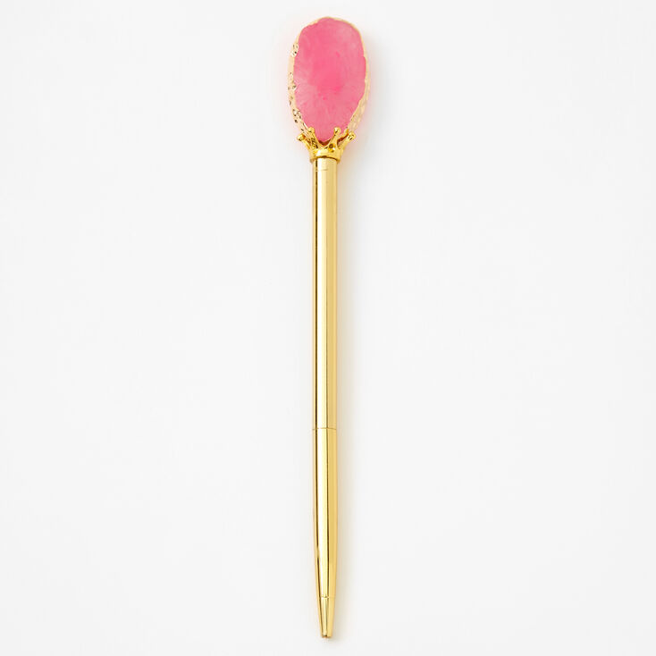 Pink Geode Topper Pen - Gold,
