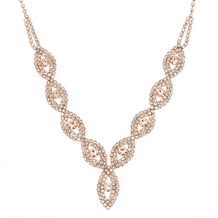 Rose Gold Evil Eye Rhinestone Statement Necklace,