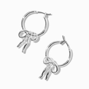 Silver-tone Droopy Bow Hoop Earrings,