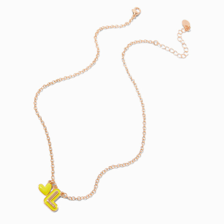Yellow Bubble Initial Heart Pendant Necklace - L,