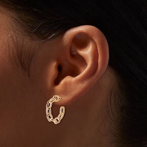 Gold-tone Textured Huggie Hoop Earring Stackables - 6 Pack,