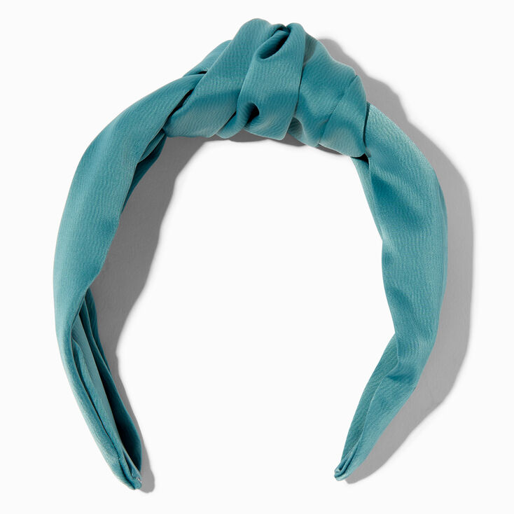 Teal Satin Knotted Headband,