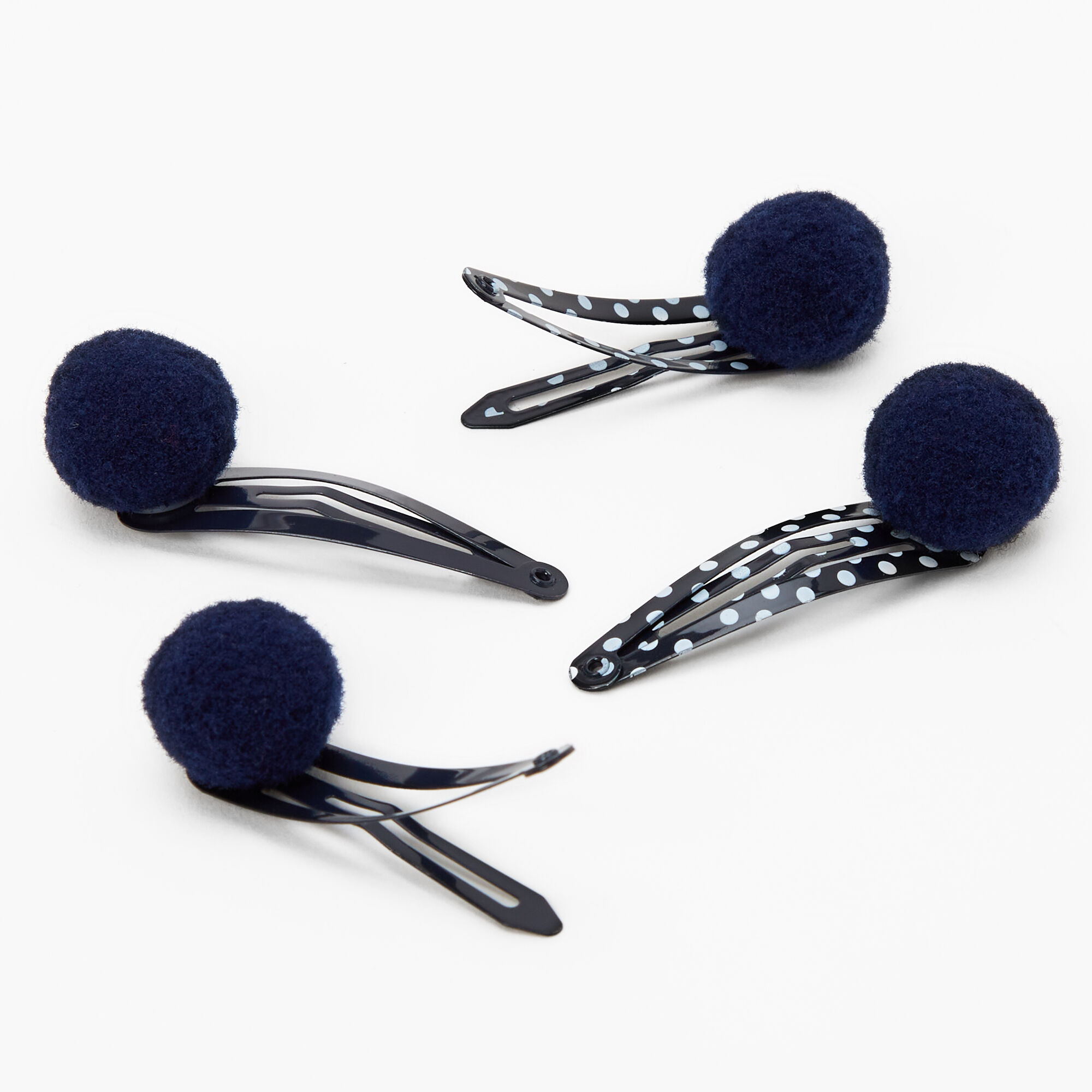View Claires Club Pom Hair Clips 4 Pack Navy information