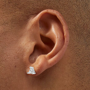 Silver-tone Cubic Zirconia 5mm Trillion Stud Earrings,