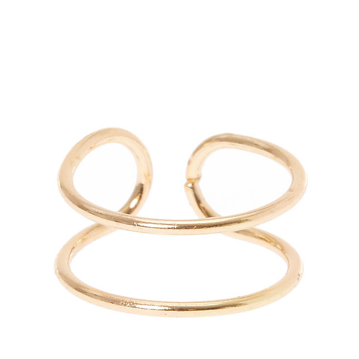 Gold Thin Double Band Ear Cuff,