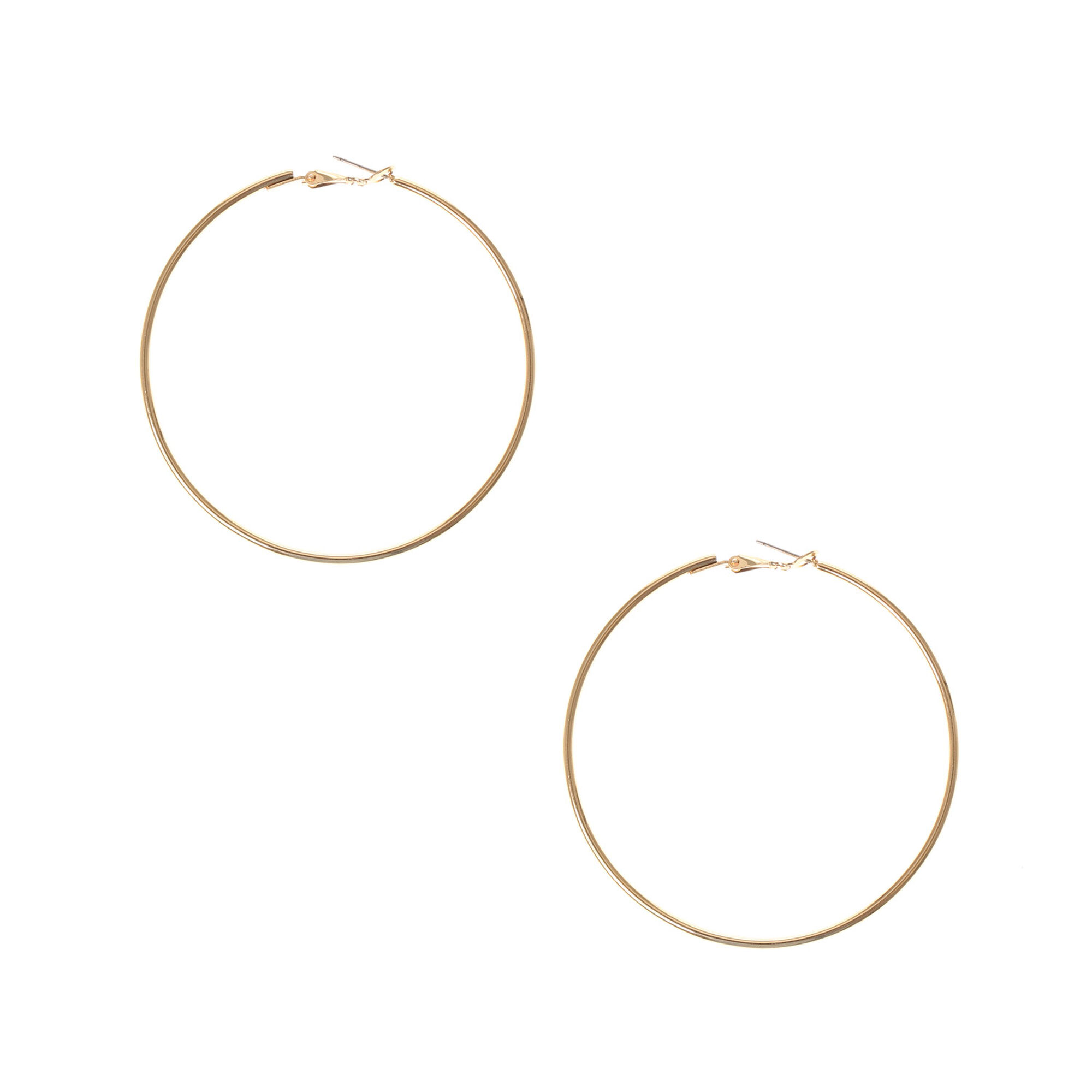 View Claires Tone 70MM Hoop Earrings Gold information