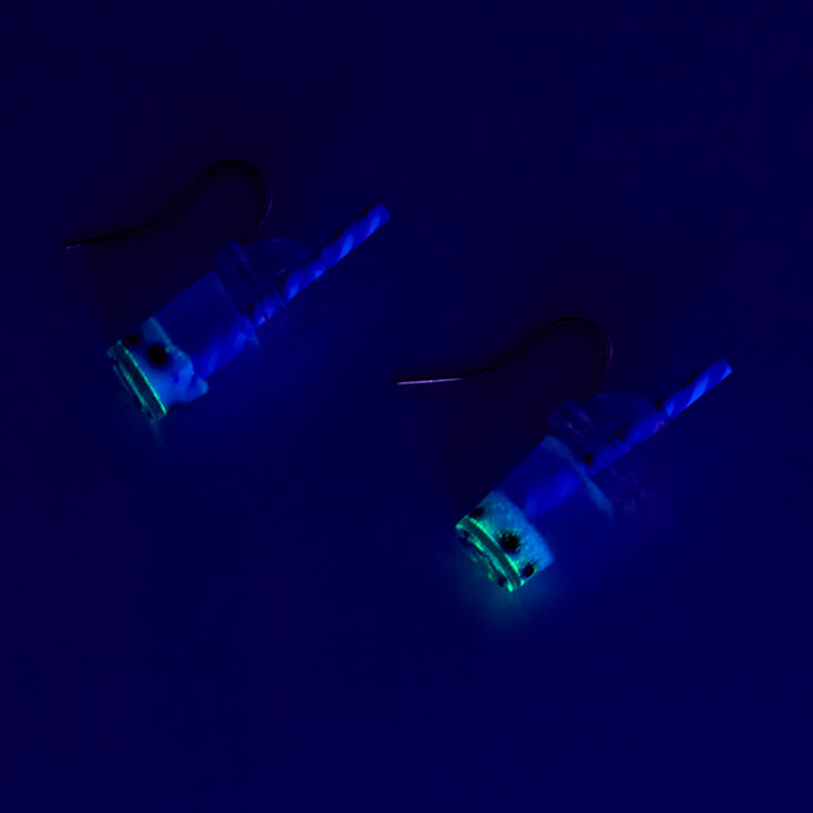 Purple Bubble Tea Glow in the Dark 0.5&quot; Drop Earrings,