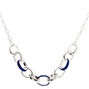 Silver Enamel Chain Link Statement Necklace - Navy,