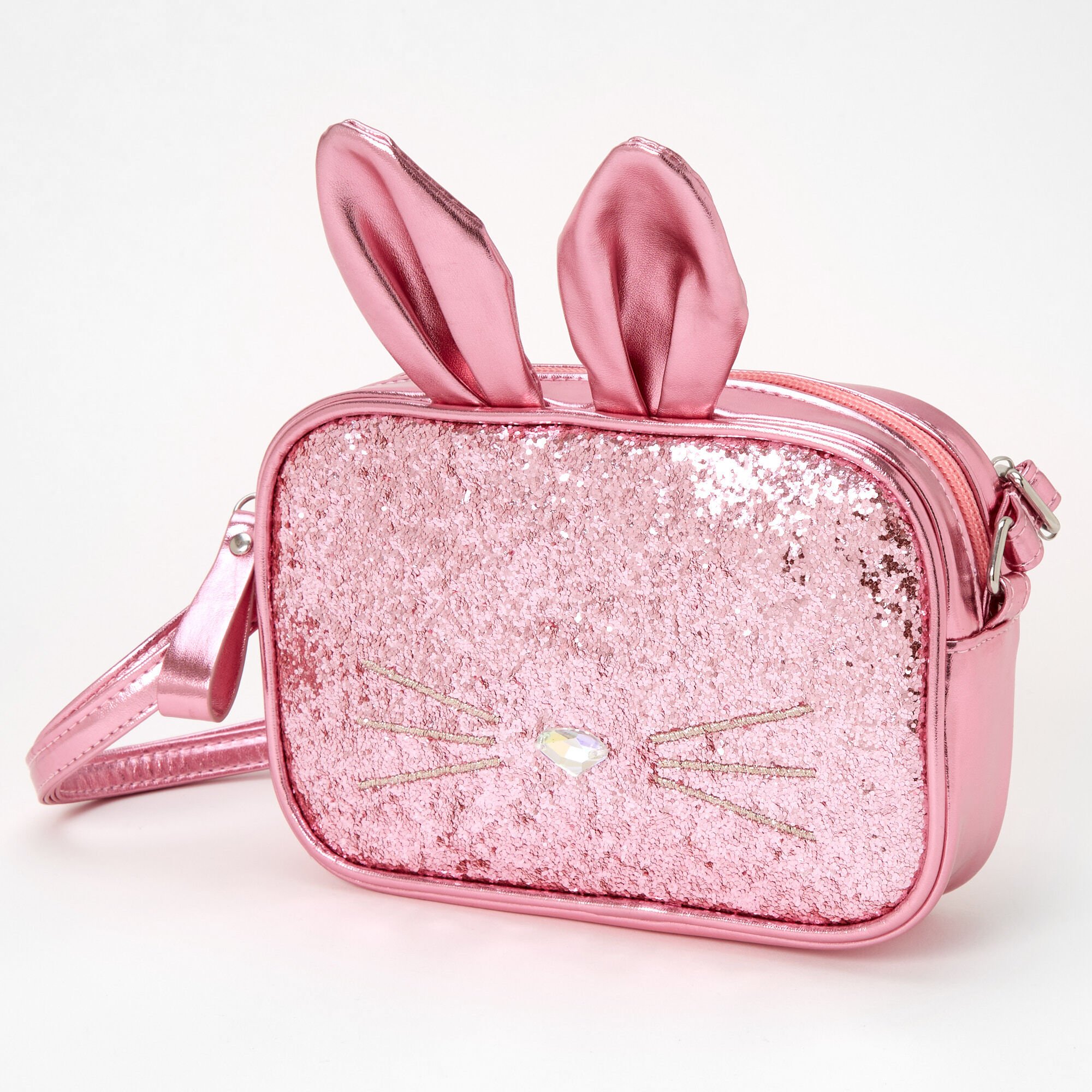 Pink Glitter Bunny Crossbody Bag,