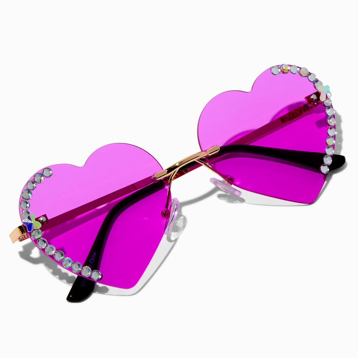 Purple Heart Rhinestone Sunglasses,