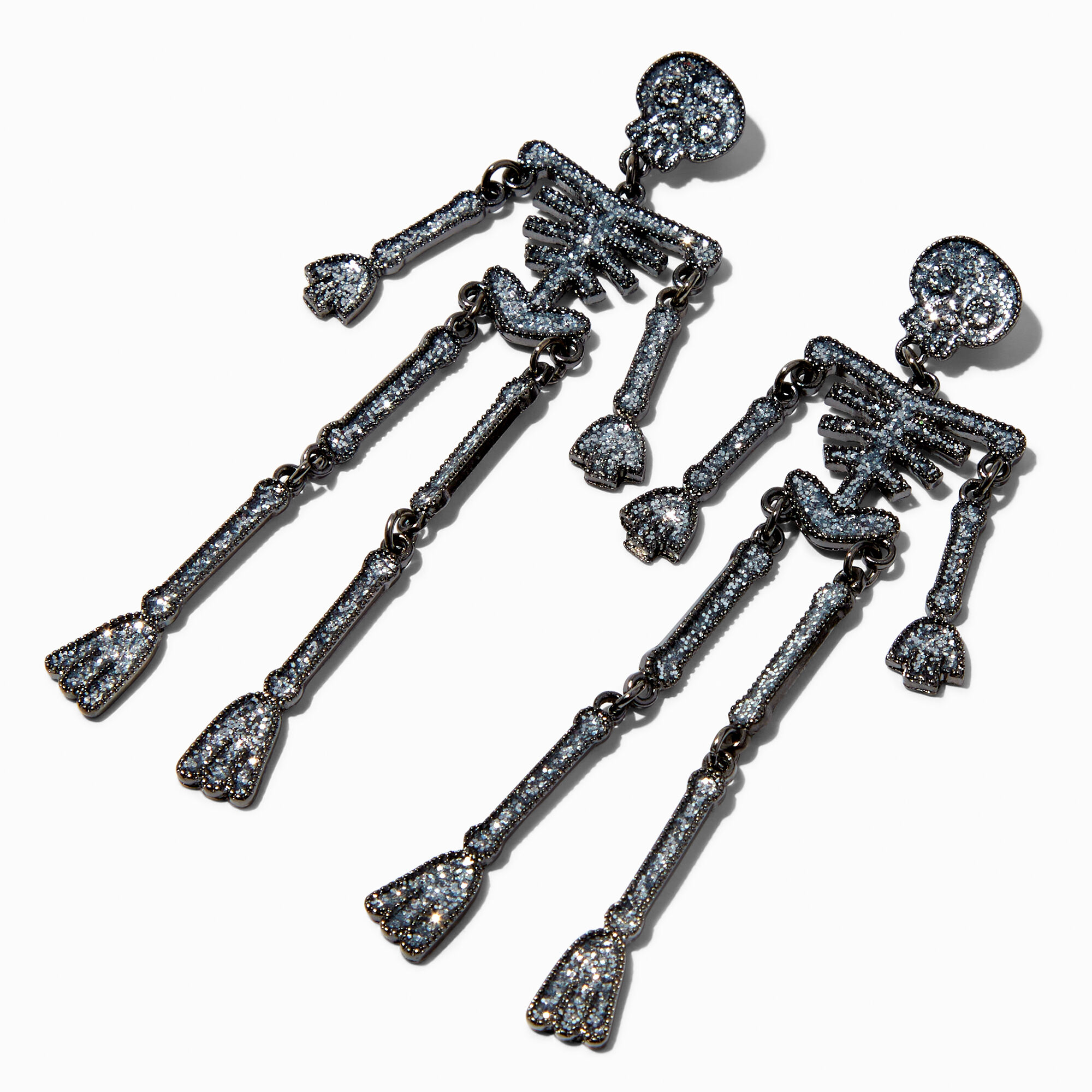 View Claires Glittery Jointed Skeleton 4 Drop Earrings information