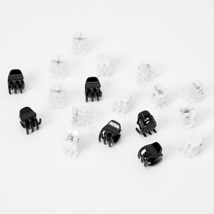 Clear, Black, &amp; White Mini Hair Claws - 18 Pack,