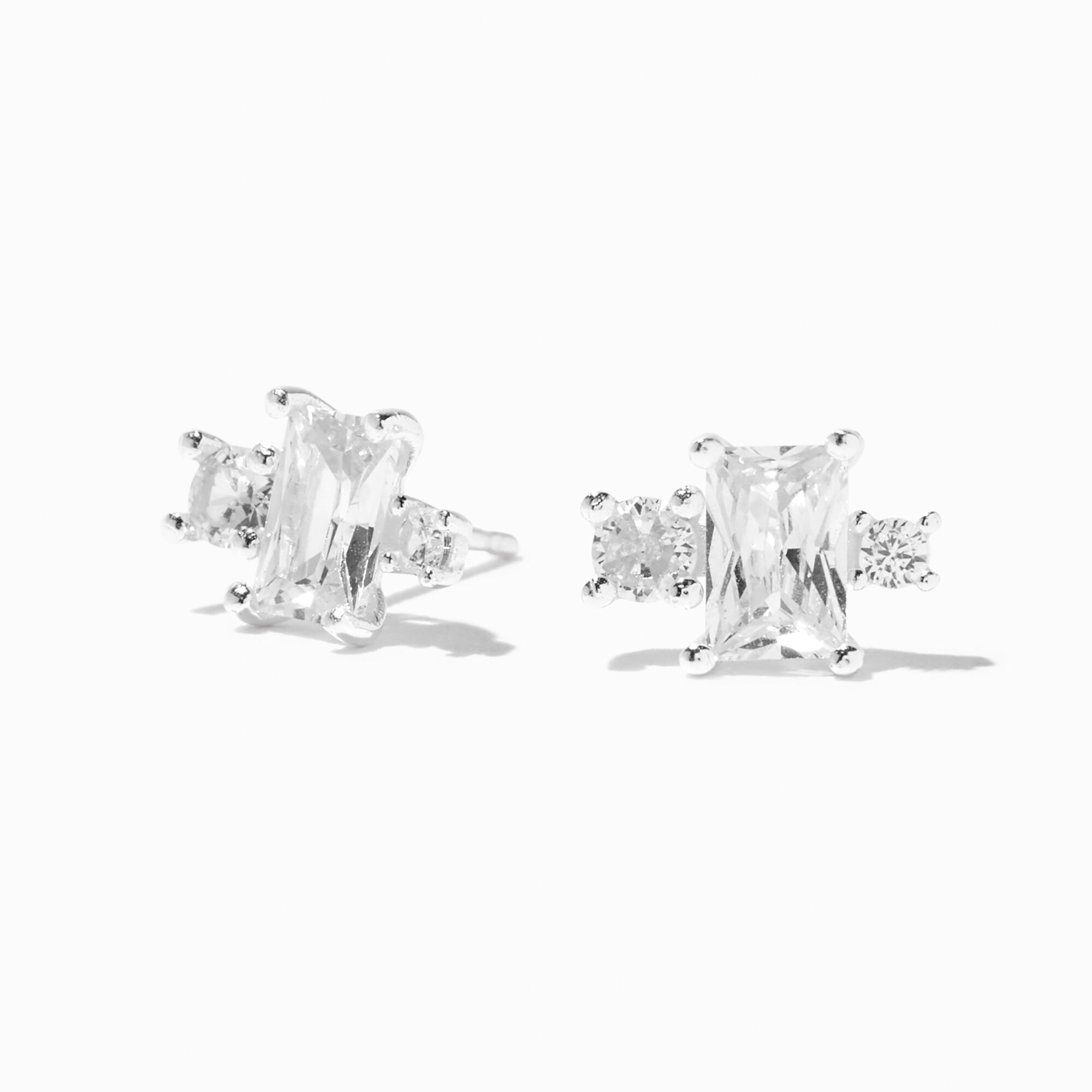 View C Luxe By Claires Cubic Zirconia Baguette Cluster Stud Earrings Silver information