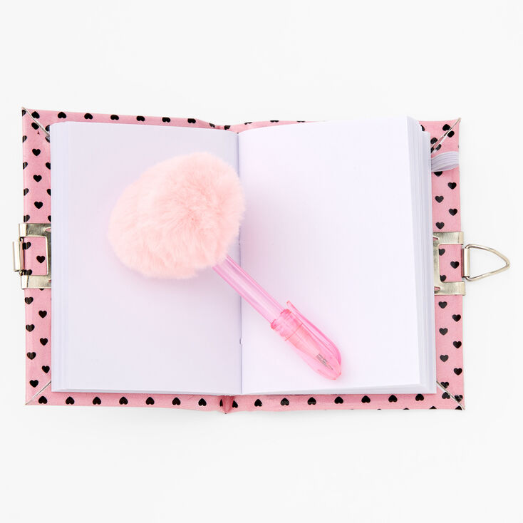 Mini journal intime &agrave; cadenas avec confettis mobiles c&oelig;urs panda - Rose,