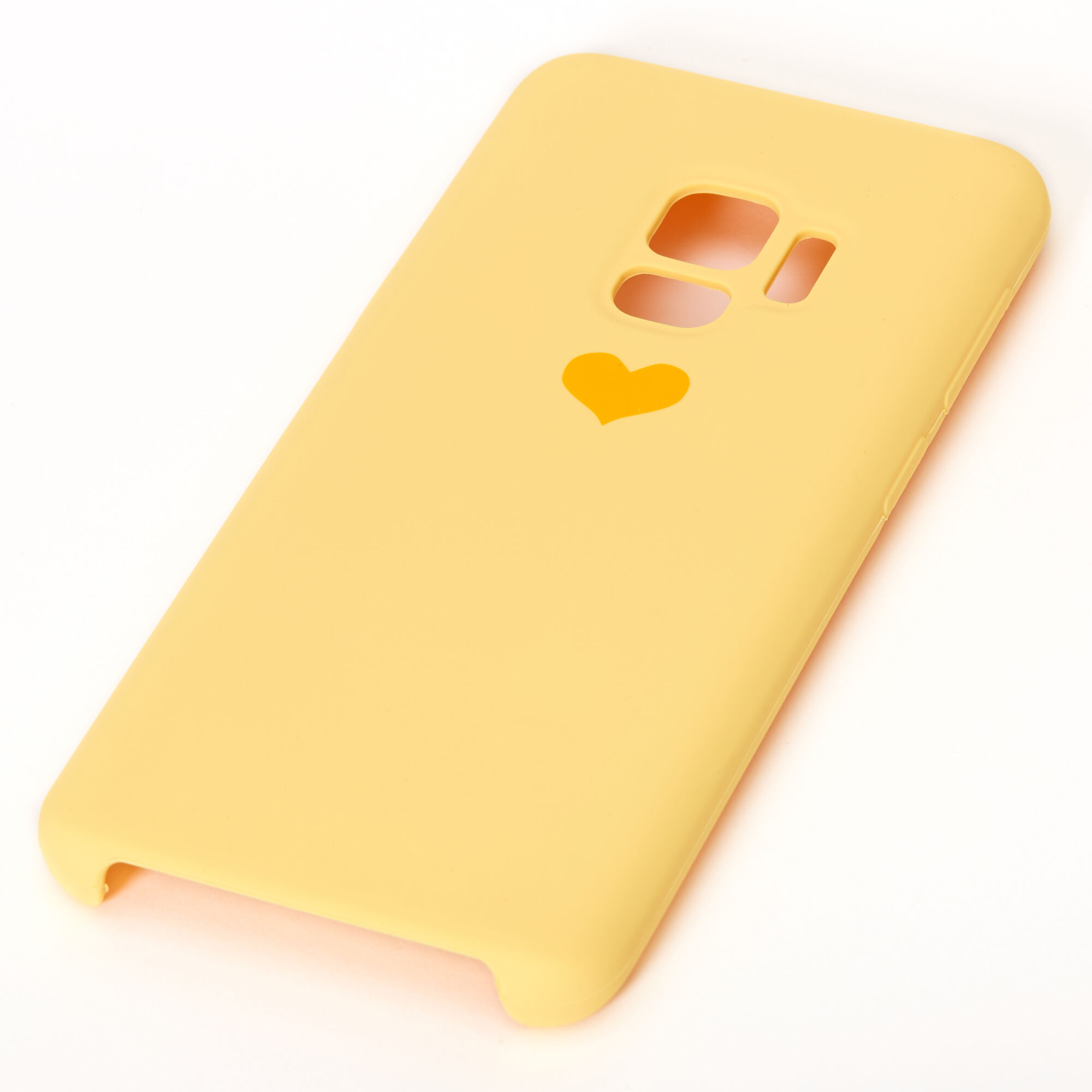 Coque de portable jaune avec cœur - Compatible avec Samsung Galaxy S9,