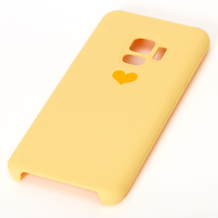 Coque de portable jaune avec c&oelig;ur - Compatible avec Samsung Galaxy S9,
