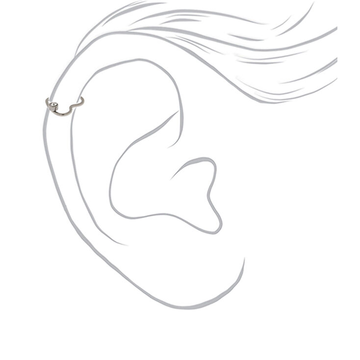 Silver Titanium 18G Heart Cartilage Hoop Earring,