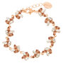 Rose Gold Rhinestone Leaf Chain Bracelet,