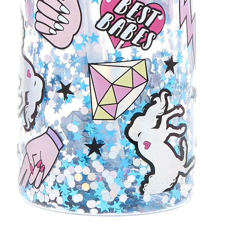 Unicorn PWR Shaker Glitter Water Bottle,