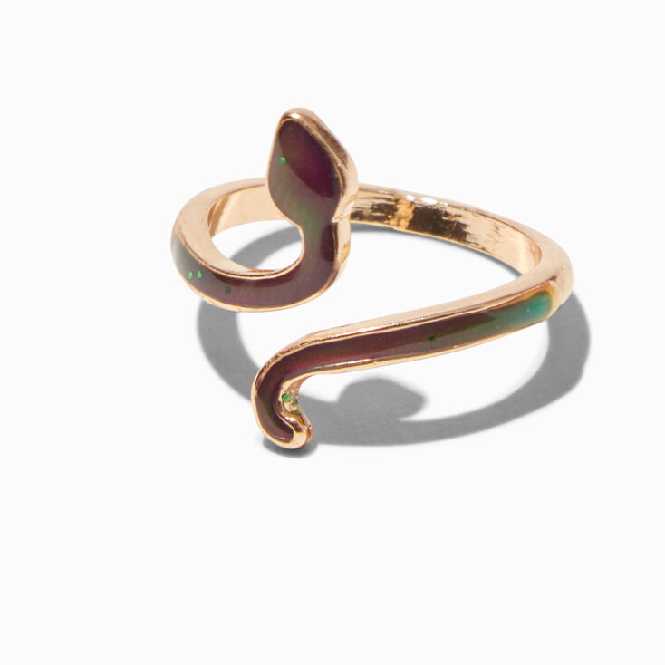 Bague d&#39;humeur ouverte serpent couleur dor&eacute;e,