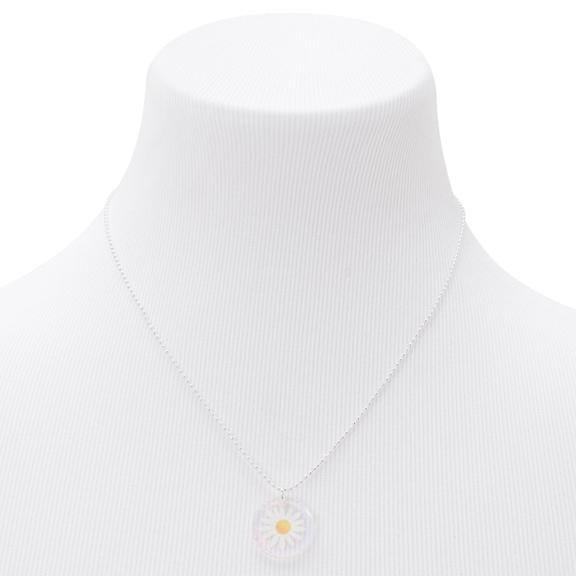 Daisy Glitter Silver Necklace,