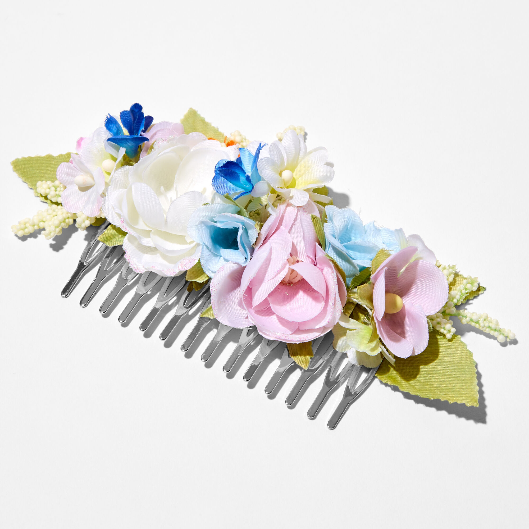 View Claires Petite Pastel Floral Hair Comb Silver information