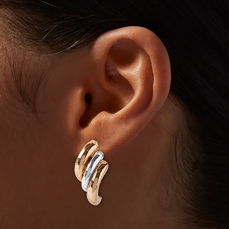 Boucles d&#39;oreilles grappes en m&eacute;taux mixtes,