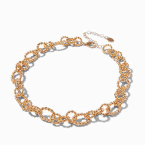 Gold-tone Twisted Rope Chain Necklace ,