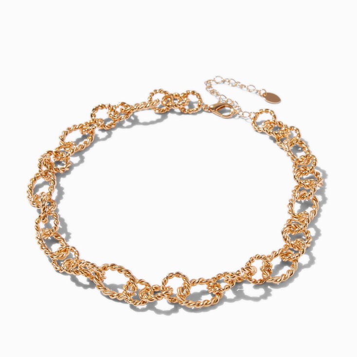 Gold-tone Twisted Rope Chain Necklace ,