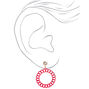 Gold 2&quot; Paint Splatter Chain Link Drop Earrings - Pink,