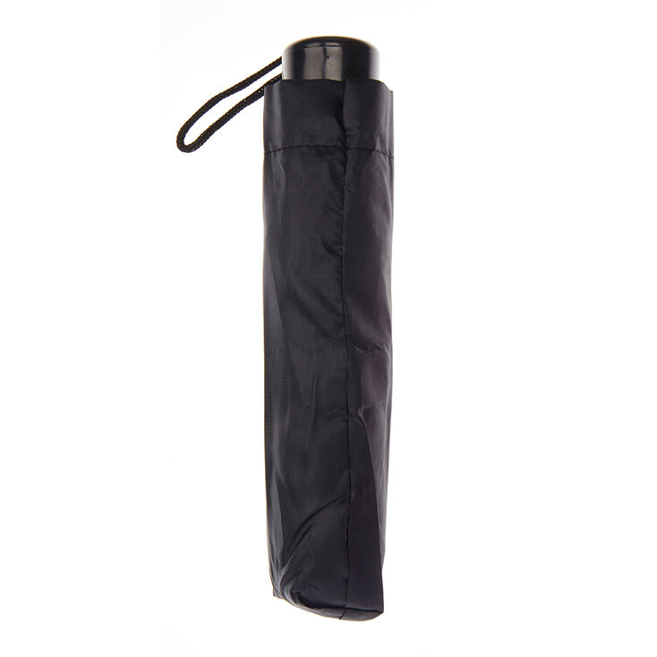 Plain Black Compact Umbrella,