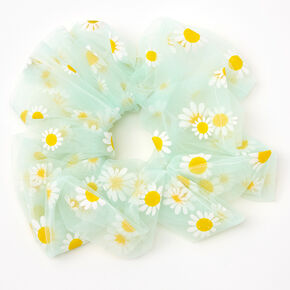 Giant Sheer Mesh Daisy Hair Scrunchie - Mint,