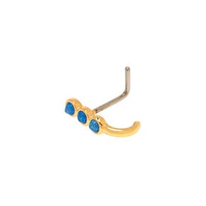 Turquoise Opal Cuff Gold Nose Stud,