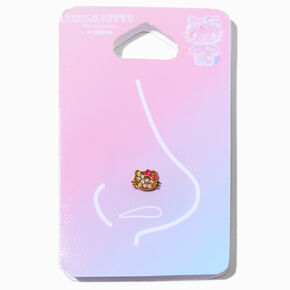 16G Hello Kitty&reg; Claire&#39;s Exclusive Gold-tone Stainless Steel Crystal Face Nose Stud,