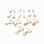 Gold Pretty Hoops &amp; Studs Earrings Set - 9 Pack,