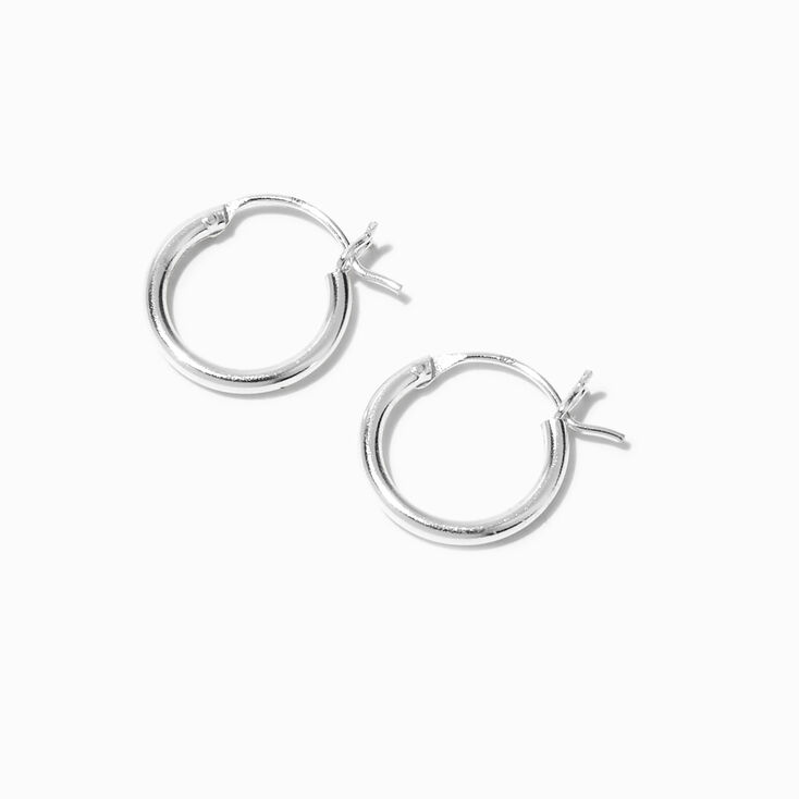 C LUXE by Claire&#39;s Sterling Silver 12MM Hinge Hoop Earrings,