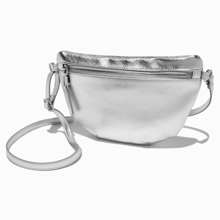 Metallic Silver Belt Bag,