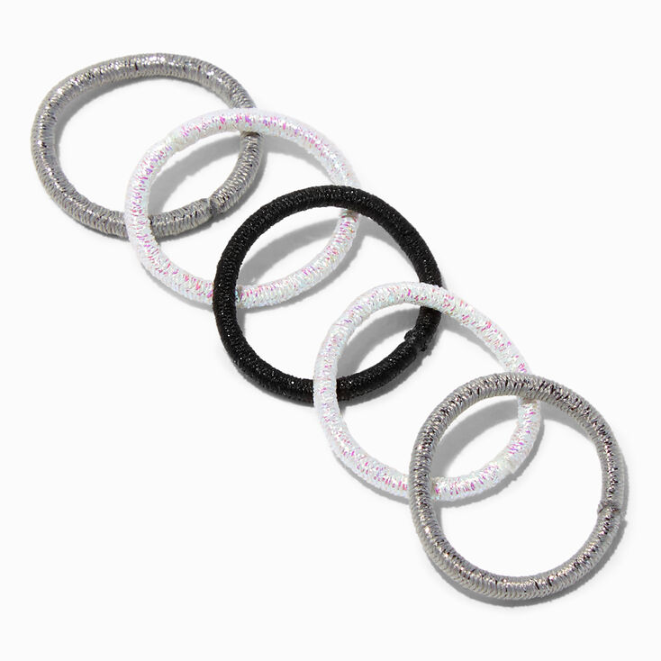 Black, Grey, &amp; White Lurex Small Hair Ties - 30 Pack,