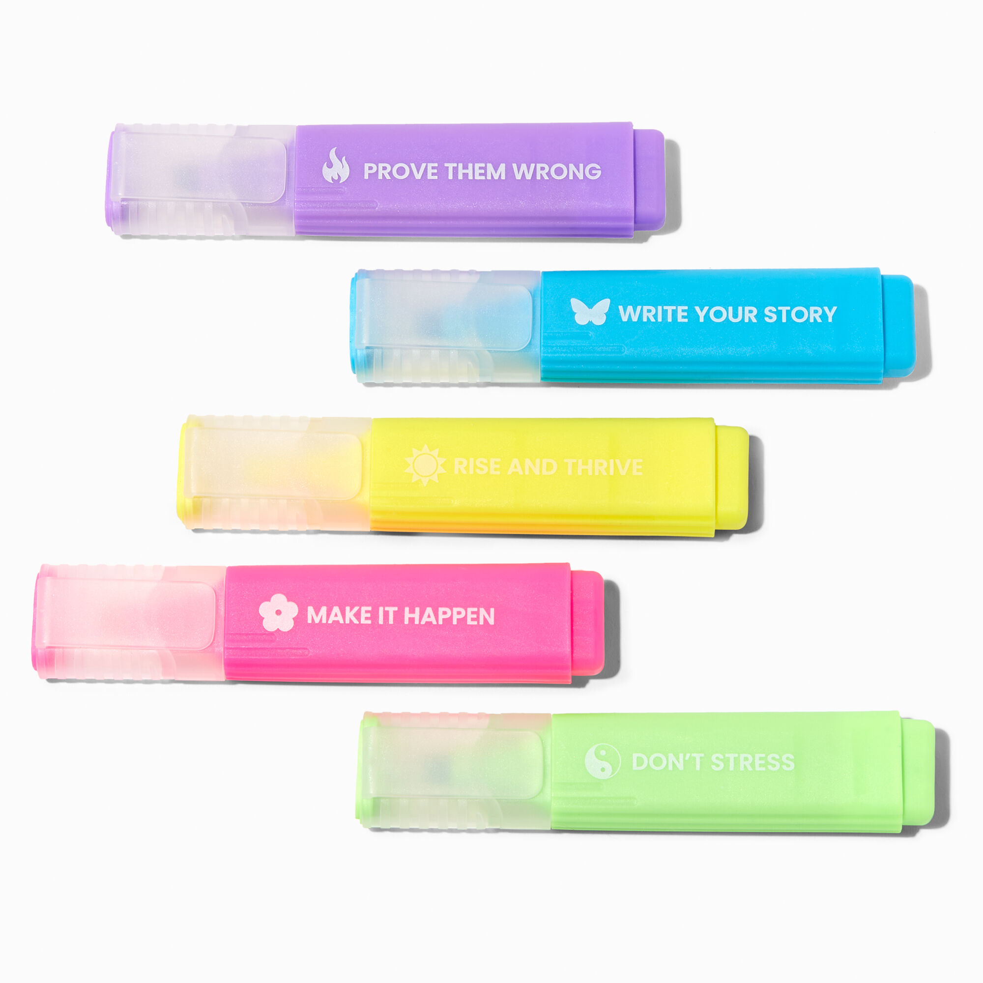 View Claires Inspirational Messages Neon Highlighter Set 5 Pack information