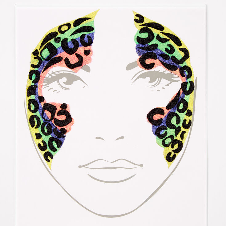 Claire's Autocollants pour le visage léopard arc-en-ciel