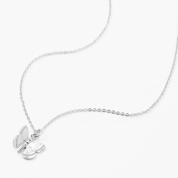 Silver-tone 3D Butterfly Pendant Necklace,