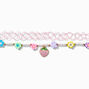 Pink Tattoo &amp; Tropical Flower Pearl Beaded Choker Necklaces - 2 Pack,